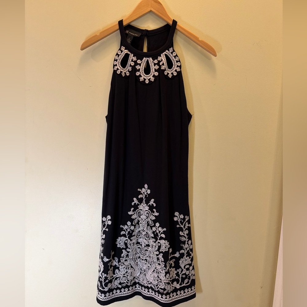 INC International Concepts Women’s Sleeveless Dress Black White Print Size Large